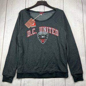DC United MLS Large Mitchell‎ & Ness Pullover Sweatshirt Gray New Women